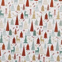 Geschenkpapier Weihnachten, Wald/Rentier/weiß, 3 m