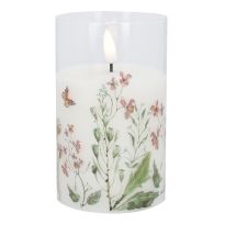 LED-Kerze im Glas, Frühling/Schmetterling, 12.5 cm