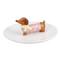 Schmuckhalter Dackel, rosa, 12.5 cm