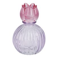 Kerzenhalter Blüte auf Kugel-Sockel, helllila/pink, 12.5 cm