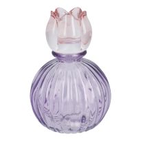Kerzenhalter Blüte auf Kugel-Sockel, lila/rosa, 12.5 cm
