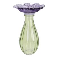 Vase Bl&uuml;tenform, lila/gr&uuml;n, 17 cm