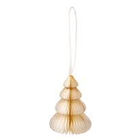 Anhänger Wabe, Tannenbaum, creme/rund, 10 cm