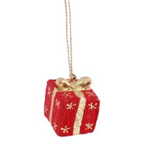 Anhänger Geschenk, rot, 3 x 3.5 cm