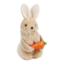 Hase mit Möhre, hellbraun, 12 cm