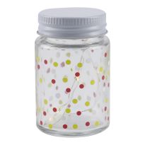 Deko-Glas mit LED-Beleuchtung, Punkte/weiß, 4.7 x 7.3 cm