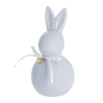 Hase Schleife/Herz, hellblau, 14.5 cm