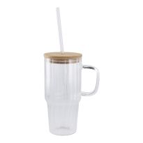 Glas mit Strohhalm, Rillen/breit, 800 ml