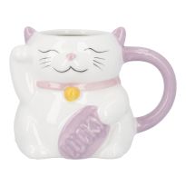 Becher Winkekatze, lila, 300 ml