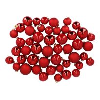 48er Set Glaskugel Mix, rot