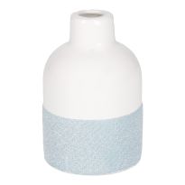 Vase, weiß/blau, 6 x 9 cm