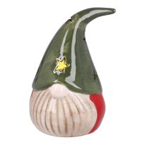 LED-Wichtel mit Mütze, grün, 11 cm