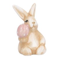 Hase mit Ei, rosa/sitzend, 6.5 cm
