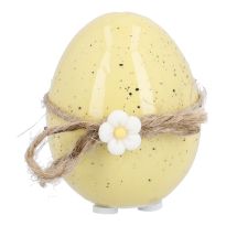 Deko-Ei mit Blumen-Band, gelb, 6.5 cm