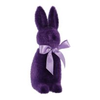 Hase Flock mit Schleife, lila, 15 cm