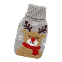 Strick-Taschenwärmer Rentier/grau, 13 cm