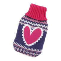 Strick-Taschenwärmer Herz, blau, 13 cm