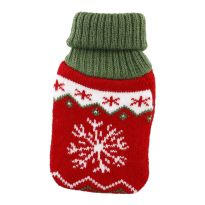 Strick-Taschenwärmer Schneeflocke/rot, 13 cm