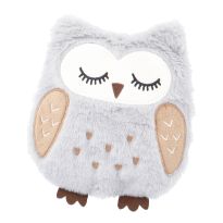 Kirschkernkissen Eule, flauschig, grau