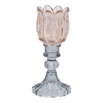 Teelichthalter Tulpe, hellrosa, 8 x 17 cm