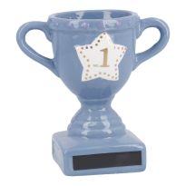 Deko-Pokal mit Kreidefeld, blau, 12.5 cm