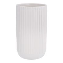 Vase Rillen, matt-weiß, 18 cm