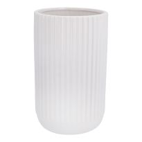 Vase Rillen, matt-weiß, 21 cm
