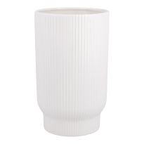 Vase Rillen mit Sockel, weiß, 21.5 cm