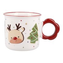 Becher Weihnachten/Henkel, Rentier/rot, 360 ml