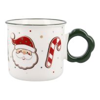 Becher Weihnachten/Henkel, Socke/grün, 360 ml