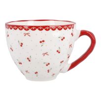 Becher Kirschen/Schleifen, weiß/rot, 450 ml