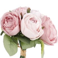 Strauß Rose, 9 Blüten/altrosa, 27 cm