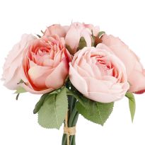 Strauß Rose, 9 Blüten/peach, 27 cm