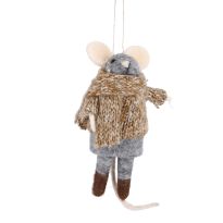 Anhänger Weihnachtstier, Maus/Strick, 14 cm