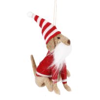 Anhänger Weihnachtstier, Bart/rot, 14 cm