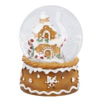 Schneekugel Lebkuchen, Haus/Zuckerstange, 4.5 x 6 cm