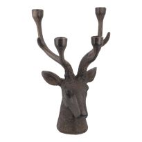 Kerzenständer Hirsch, Antik/braun, 33 cm