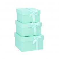 3er Set Karton Uni, Schleife, mint