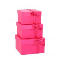 3er Set Karton Uni, Schleife, pink