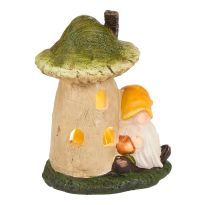 LED-Haus Pilz mit Wichtel, grün, 13 cm