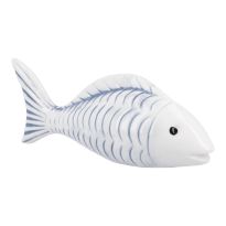 Deko-Fisch, geriffelt/weiß, 16 x 6 cm