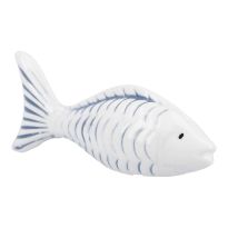 Deko-Fisch, geriffelt/weiß, 11.5 x 5 cm