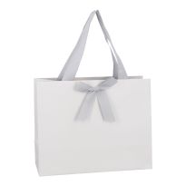 Geschenktüte Uni mit Schleife, hellgrau, 25 x 20 cm