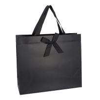 Geschenktüte Uni mit Schleife, schwarz, 36 x 31 cm