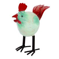 Hahn Nils, grün/Blume, Höhe 15 cm