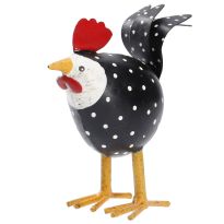 Hahn Nils, schwarz/weiß mit Punkten, Höhe 15 cm