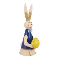 Zaunstecker Hase, Ei/blau, 29 cm