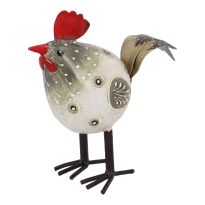 Hahn Nils, hellgrau mit Punkten, Höhe 15 cm