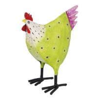 Huhn Tobi, bunt/grün, 16 cm