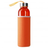 Trinkflasche Glas mit Mantel, orange, 500 ml